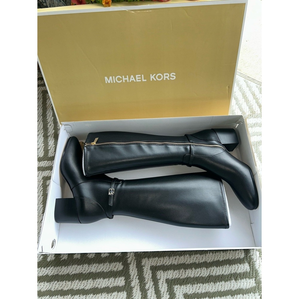 $345 NEW IN BOX MICHAEL KORS Ella Block Heel Boot 7M - Picture 2 of 16